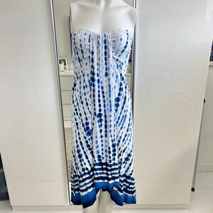 Dotti Strapless Blue and White Tie-Dye Dress SZ S